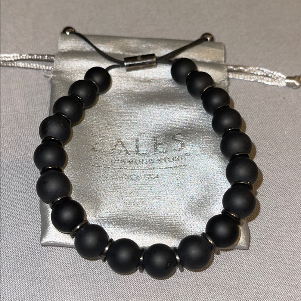 Men's Onyx Bead Bolo Bracelet in Sterling Silver